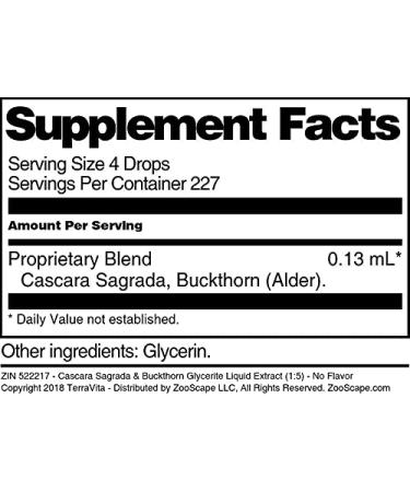 Cascara Sagrada & Buckthorn Glycerite Extract - 1 oz Liquid for Digestive Health | No Flavor | International Shipping Available - Buy Online on GoSupps.com