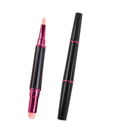 Lipstick Brush Round Head Lipstick Blending Brush Double Ended Retractable Lip Brush Portable Lipstick Lip Gloss Brush Concealer Makeup Tool Round and Flat Blending Makeup Brush With Lid