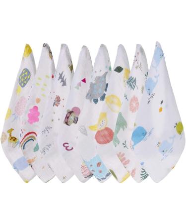 8Pcs Muslin Cloths for Baby Muslin Squares Cotton Burp Cloths Muslin Washcloths Baby for Soft Face Cleaning Reusable Newborn Baby Wiping Bathing Feeding Cloths Towel Makeup Removal 30 x 30cm