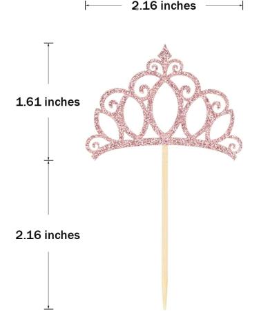 Donoter 48 Pieces Rose Gold Glitter Princess Crown Cupcake Toppers Picks for Birthday Baby Shower Party Cake Decorations - Buy Online on GoSupps.com