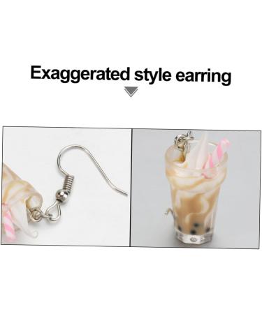1 Pair Milk Tea Cup Earrings Jewelry for Girls Funny Earrings Girl Earrings Cleaner Modeling Miss 4.1x1.2cm As Shown - Buy Online on GoSupps.com