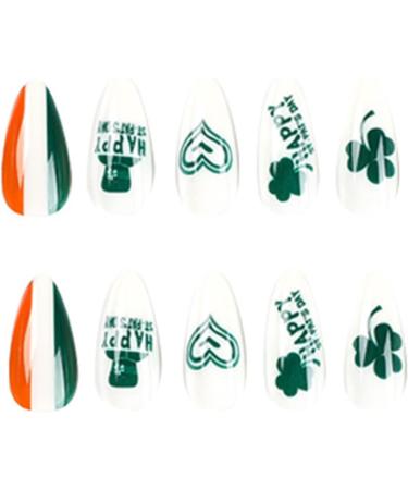 FEIlei Almond Press on Nails Clovers Acrylic Fake-Nails-St. Patrick's-Day False Nails B - Buy Online on GoSupps.com