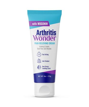Arthritis Wonder Pain Relief Cream, 4 oz  Arthritis Pain Relief Cream for Hand, Knee, Foot and Wrist Joints  Fast-Acting, Deep Penetrating, Non-Greasy Formula with Natural Wogonin 4 Fl Oz (Pack of 1)