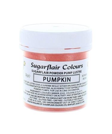 Sugarflair Colours Edible Power Pump Lustre - Pumpkin - Food Colouring Powder Edible Colour Dust Brush On Spray or Add Rejuvenator to Create Eye-Catching Paint Effect - 25g