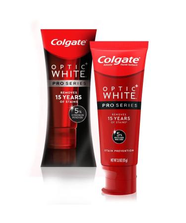 Colgate Optic White Pro Series Whitening Toothpaste with 5% Hydrogen Peroxide, Stain Prevention, 3 oz Tube