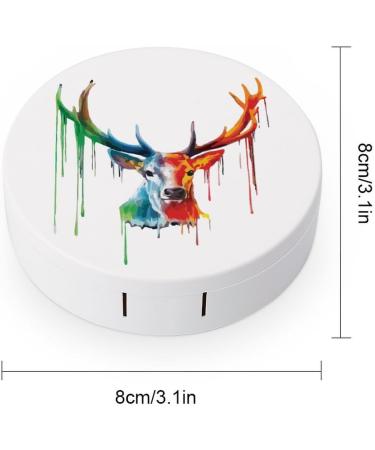 Watercolor Reindeer Contact Lens Case - Portable Travel Kit with Mirror for Outdoor Use - Buy Online on GoSupps.com