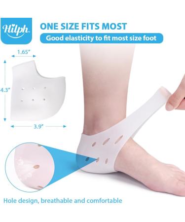 Hilph Silicone Heel Protectors - 4 Pairs | Cushioned Gel Heel Cups for Plantar Fasciitis & Achilles Tendinitis Relief | Moisturizing Pads for Dry Cracked Heels - Unisex - Buy Online on GoSupps.com