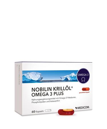 Medicom Medicom Nobilin Omega 3 Plus Krill Oil High Quality Omega-3 Fatty Acids EPA & DHA Astaxanthin 500mg Antarctic Krill Oil Licaps Licaps Odourless - 60 Capsules