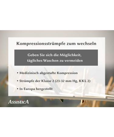 Assistica Medical Compression Stockings 23-32 mmHg - Open Toe Support for Men & Women - AG Replacement with Silicone Tape - X-Large Black (170-182 cm) - Buy Online on GoSupps.com