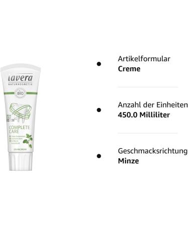 Lavera Toothpaste Complete Care (6 x 75 ml) Natural Ingredients Fluoride-Free Optimal Oral Hygiene | International Shipping Available - Buy Online on GoSupps.com