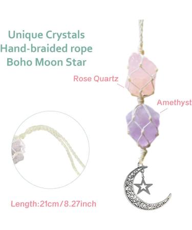WULILONG Rose Quartz Amethyst Pendant Car Charm for Meditation & Protection - Buy Online on GoSupps.com