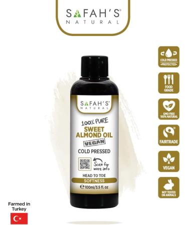 Safah's Natural Cold Pressed Sweet Almond Oil - 100% Pure - 100 ml - Buy Online on GoSupps.com