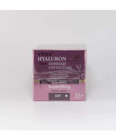 & Vitex Hyaluron Lift Line Superlifting Facial Day Cream 55+ for All Skin Types 45 ml with Hyaluronic acid Complex of Proteins Black Truffle Extract Wheat Germ Oil Collagen