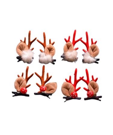 Lurrose 4 couple Christmas hair clips reindeer antlers with bobble ball mushroom christmas hair jewelry for christmas vacation party preferred gifts