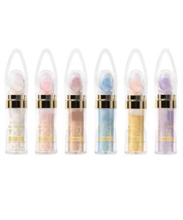 Hocossy highlighter powder stick 3 colors polvo de Hadas glitter powdered powder body lighten shimmer sparkle powder for face eyes lips hair body glow cosmetics 6 colors set