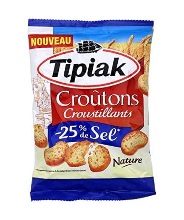 TIPIAK Natural Croutons 25% Salt 80 g Pack of 4