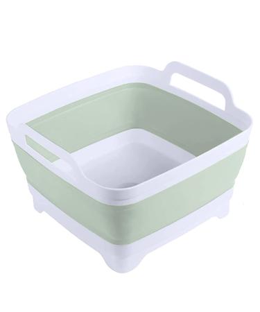 MontNorth Dishpan for Washing Dishes,9L Collapsible Dish Tub Portable Sink,Wash Dish Basin,Foldable Laundry Tub,Washing Basin with Drain Plug,Dishpan for Kitchen Sink,Camping Dish Washing Tub,Green