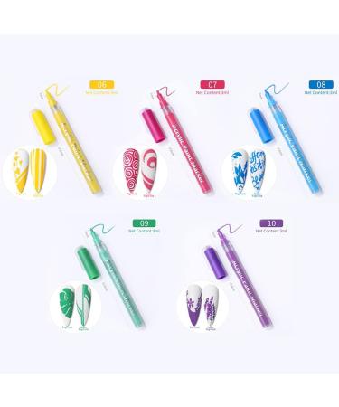 5 Colors Nail Art Graffiti Pen Nail Art Paint Pen Quick Dry One-Step Nail Drawing Pen Fine Tips Nail Polish Pen for Nail Art Decoration B - Buy Online on GoSupps.com