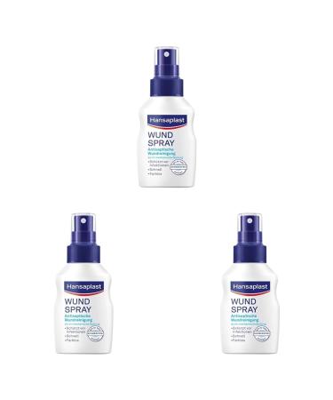 Hansaplast Wundspray (50 ml) for antiseptic wound cleaning by mechanical rinsing spray protects against wound infections colorless and particularly skin -friendly (pack with 3)