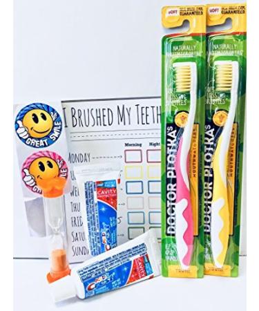 MOUTHWATCHERS Dr Plotkas Extra Soft Kids Toothbrush  Manual Flossing Toothbrushes Gift Set  Ultra Clean Toothbrush  2 Childrens Toothbrushes