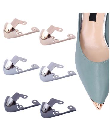 Metal Shoes Pointed Protector Solid Color High Heels Toe Cap Elegant High Heels Tip Cover Durable Shoes Tips Cap for Shoes Protection Repair Decoration 3 Pairs Style 6