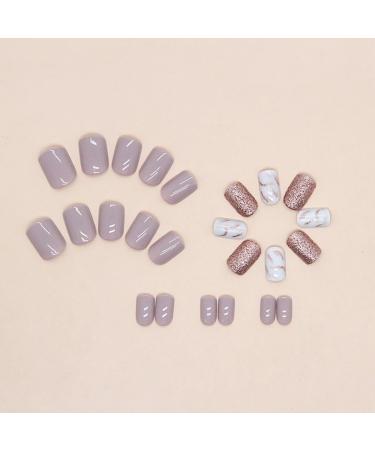 SINLOV Short Nude Pink Glitter Fake Nails Square French False Nails Glossy Press on Nails Ballerina Acrylic Full Cover Nails for Women and Girls - Buy Online on GoSupps.com