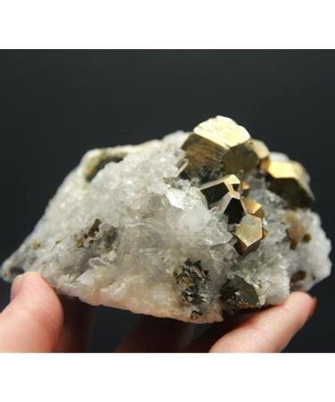 Gift Natural White Calcite Crystal Clusters and Pyrite Stone Home Collections 250-300g Orange Yellow - Buy Online on GoSupps.com