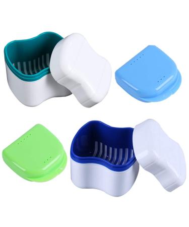 Container for denture found 4 pieces bite warehouse container bite container prosthesis Teeth Storage box with hanging net (2 styles)