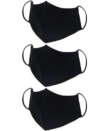 Black Cloth Face Masks for Men - 3 Pack Unisex Reusable & Washable - Adjustable 2 Layer Cotton Fabric Mask for Nose and Mouth Protection - Buy Online on GoSupps.com