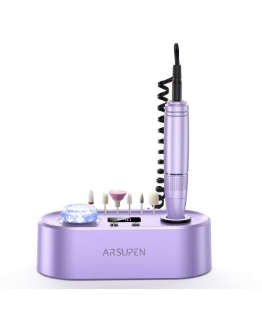 Arsupen Professional Nail Drill Machine, 40000 RPM Electric Nail Drill Kit, Low Heat Low Noise Low Vibration, 6 Drill Bits, F/R Rotation, LCD Screen, USB Port for Salon Home Use for Acrylic Gel Nails NE2