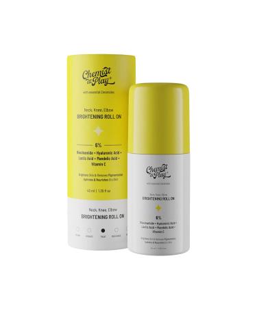 Roll On Serum for Neck Knee & Elbow - 6% Vitamin C Hyaluronic Acid AHA Niacinamide | Exfoliates Hydrates Reduces Pigmentation | Unscented 1.4 fl oz - Buy Online on GoSupps.com
