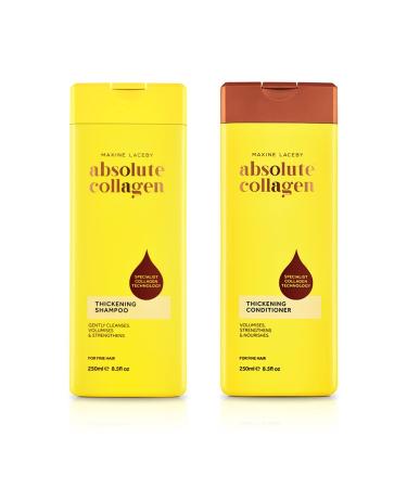Absolute Collagen - Thickening Collagen Complex Shampoo and Conditioner Set 500ml - For Thin & Fine Hair - Strengthen Nourish and Volumise - Boost Shine - Fight Signs of Hair Ageing - Paraben Free