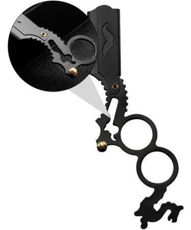 Minkissy 2-Pack Manual Hair Grain Knife Holder & Eyebrow Trimmer - Multi-Purpose Steel Scissors Razors for Hairdressing - 15.2x5.5cm - Black - Buy Online on GoSupps.com