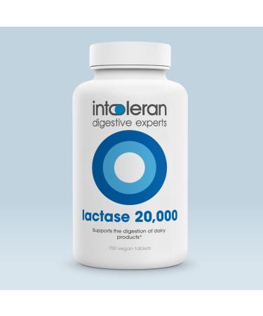 Intoleran Lactase 20 000 Digestive Enzymes - 150 Scored Tablets | Supplement for Lactose Intolerance | Lactase Enzyme That Helps Digest Dairy & Lactose | Highest Dosed & Fast Acting | Pure & Vegan - Buy Online on GoSupps.com