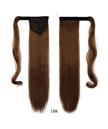 Iluu 24-Inch Golden Brown #10 Wrap-Around Horse Schwanz Clip-In Ponytail Extensions - 100g Synthetic Hair for Effortless Style - Buy Online on GoSupps.com