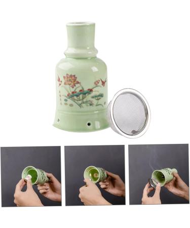 TOVINANNA Moxibustion Pot - Premium Health & Wellness Tool | Perfect Christmas Gift with Lotus Ceramic Design & Green Stand - Buy Online on GoSupps.com