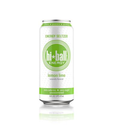 Hiball Energy Seltzer Water - Caffeinated Sparkling Water, Zero Calorie & Sugar Free, Lemon Lime, 16 Fl Oz (Pack of 8) - Buy Online on GoSupps.com