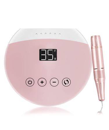 ENGERWALL Electric Nail Drill 35000 RPM Professional Low Noise Low Vibration Low Heat Electric Nail Files with Touch Buttons Nail Drill for Acrylic Nails and Gel Nails for Salon and DIY Use Pink