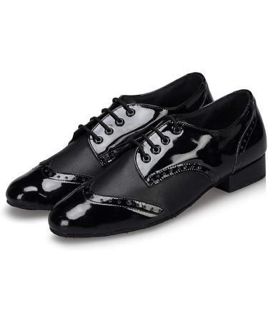 Honeystore Men's Lace-up Dance Shoes 9.5 Black - Modern Tango Jazz Ballroom Latin Splice PU Leather - Buy Online on GoSupps.com