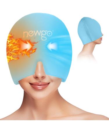NEWGO Migraine Relief Cap Full Coverage Headache Hat for Migraine Cold Therapy Ice Head Wrap for Puffy Eyes Tension Sinus and Stress Relief Form Fitting & Stretchable (Light Blue)
