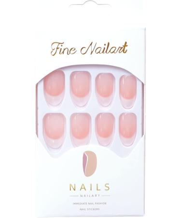 White round headed French False nails Press on Nails with Nail Tips Acrylic False Nails Cute Artificial Nails for Women and Girls - Buy Online on GoSupps.com