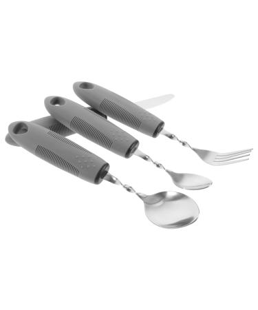 HAPINARY 1 Set Elderly Eating Tableware Portable Utensils Adaptive Utensils Built up Utensils for Adults Stainless Flatware Stainless Steel Flatware Spoon Fork Tool kit Shockproof Travel