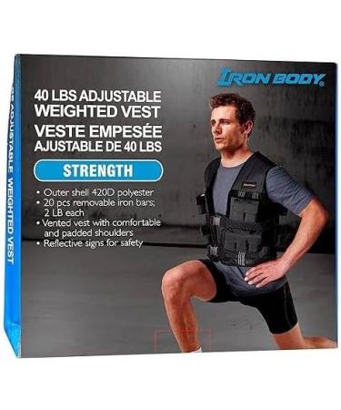 IBF IRON BODY FITNESS 40 lbs. (19 kg) Adjustable Weighted Vest Weight Vest for Running Walking Training - Comfortable Fit and Reflective Strips Black One-Size Fit - Buy Online on GoSupps.com