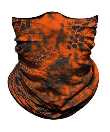 Obacle Seamless Bandana Face Mask Rave Men Women for Dust Sun Wind Protection Python Skin Gray Orange