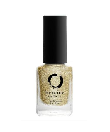 Heroine.nyc gold glitter nail polish - Cruelty-Free  Vegan and Non-Toxic (9-free) Formula - .37 fl. oz. (11 ml) - gold glitter  1 bottle - GOLD DIGGER
