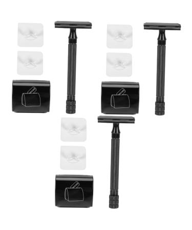 Beavorty 3 sets of razor-set Stopstill trimmer for men safety razor Safe double razor vintage beard shaver Tools for men The handle is bamboo hair removal man blackx3st 11.2x4.43cmx3pcs