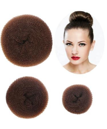 Styla Hair Donut Hair Bun Maker for Kids, Ballet Buns Maker for Kids, Sock Bun Hair Maker, Donut Bun Maker Hair, Easy Bun Hair Bun Maker, Hair Donut Bun Maker (3pc Brown)