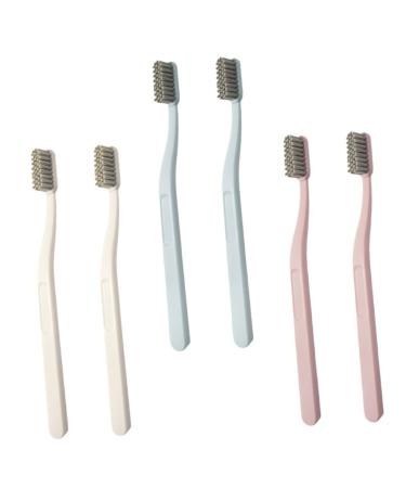 Hoement 6 pieces stiff brush portable toothbrush toothbrush remover tooth stain cleaner tooth stain removal tooth cleaning hand toothbrush
