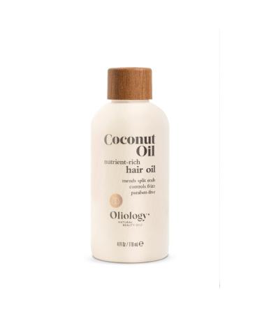 Oliology Coconut Hair Oil - Lightweight Formula Helps Repair Distressed Hair Caused by Heat Styling & Chemical Treatments | Mends Split Ends | Controls Frizz | Made in USA & Paraben Free (4oz) 4 Fl Oz (Pack of 1)