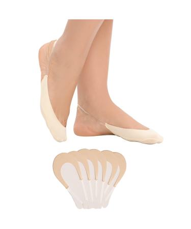 Manzi 6 pairs of toe socks F tlingen women Half socks Invisible socks with non-slip TPU loop black skin colored one size 6 pairs of skin colors